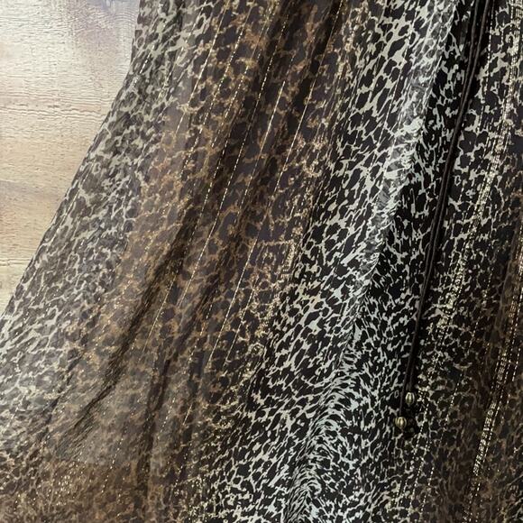 Nicole Miller Leopard Print Sheer Silk Chiffon Spaghetti Strap Dress SZ 6 - Picture 5 of 12